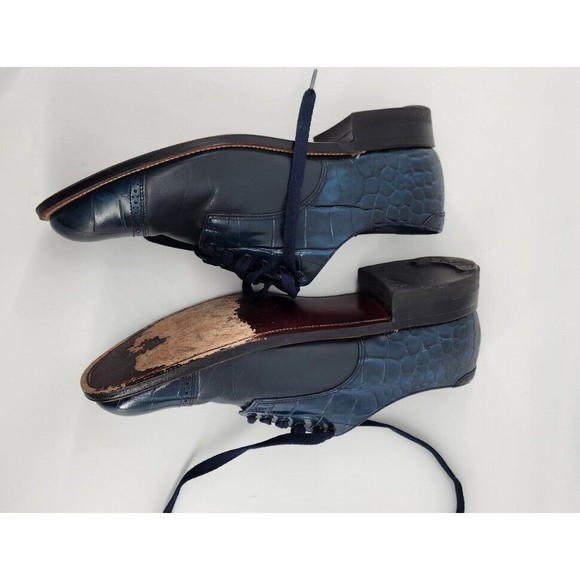 Stacy Adams Dark Turquoise Blue Crocodile Print Mens Size 9D Leather Dress Shoes main image 4